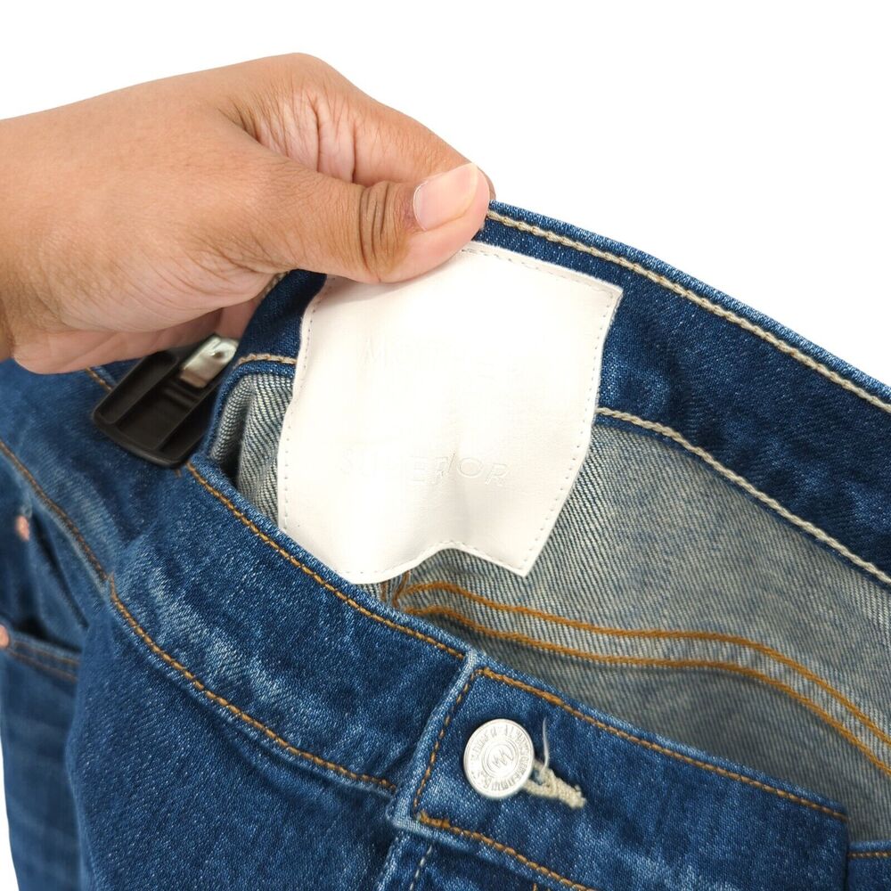 Mother Women 27 Pinch Sneak Jeans Blue Wide Leg Denim High Waist Pleated NEW - Picture 5 of 10